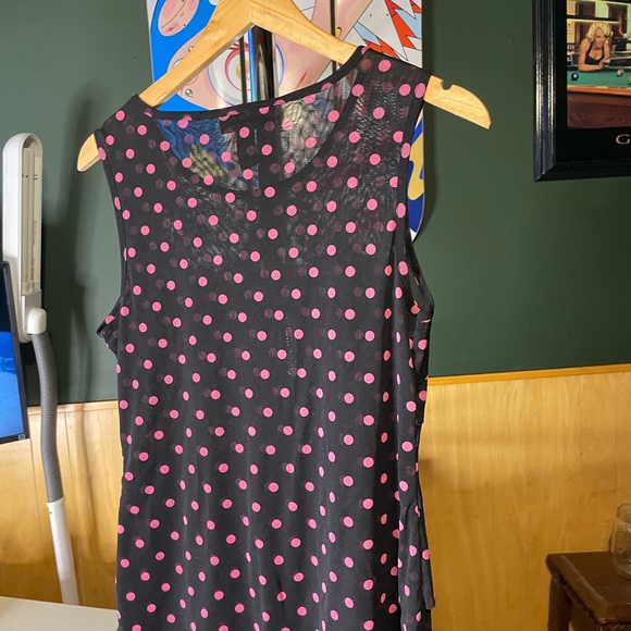 INC International Concepts Black Tank Top with Pink Polka Dots see though - Picture 4 of 5